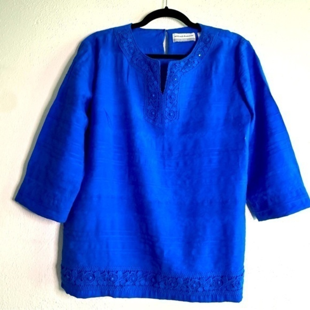 Alfred Dunner Blue Boxy 3/4 Sleeve Tunic. Sz 14P.